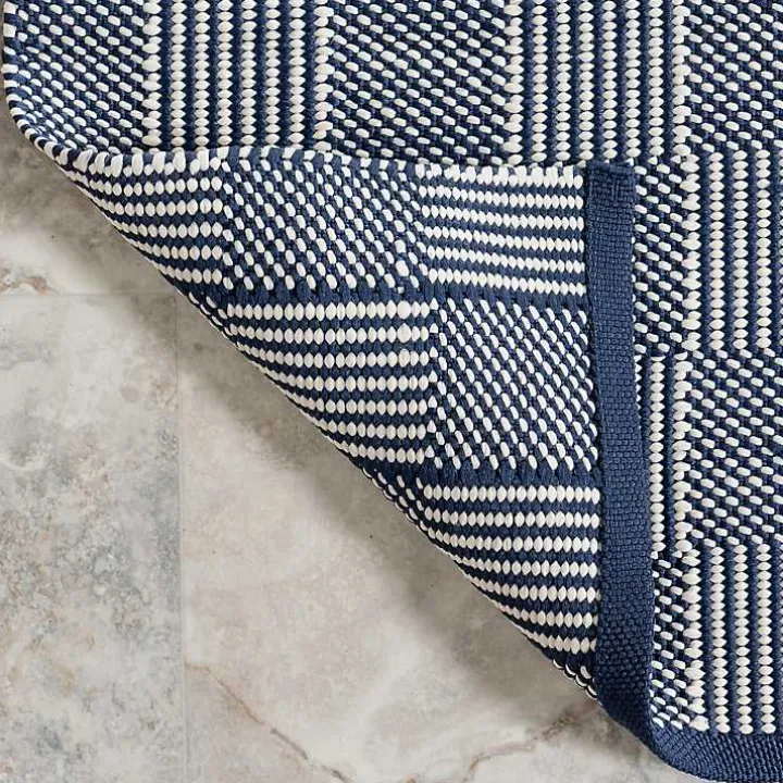 Blue & Ivory Checkered Indoor/Outdoor Rug, 5x8