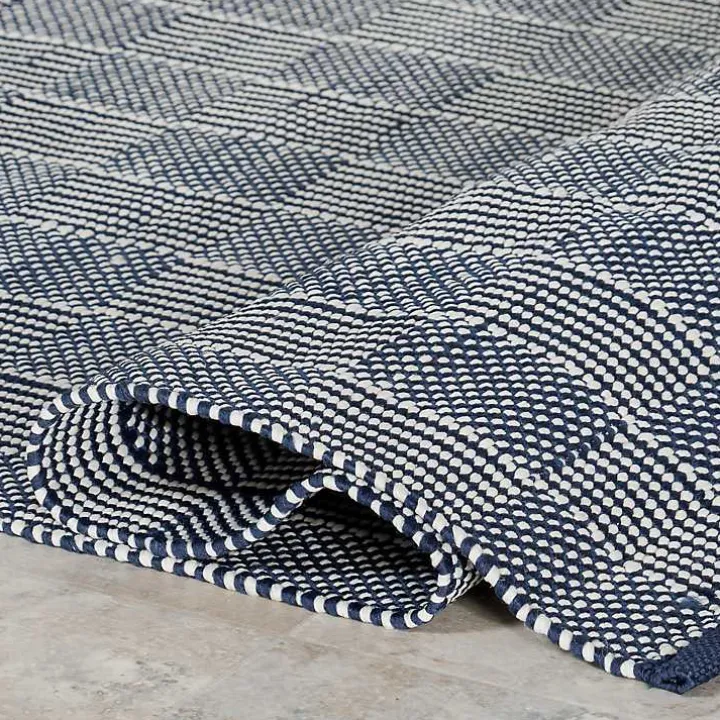 Blue & Ivory Checkered Indoor/Outdoor Rug, 4x6