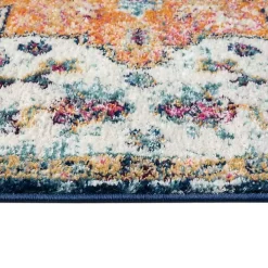 Blue & Orange Boho Medallion Area Rug, 5x7