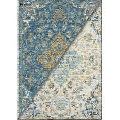 Blue & Orange Medallion Reversible Area Rug, 5x7