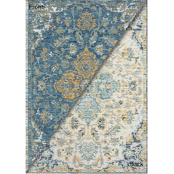 Blue & Orange Medallion Reversible Area Rug, 5x7