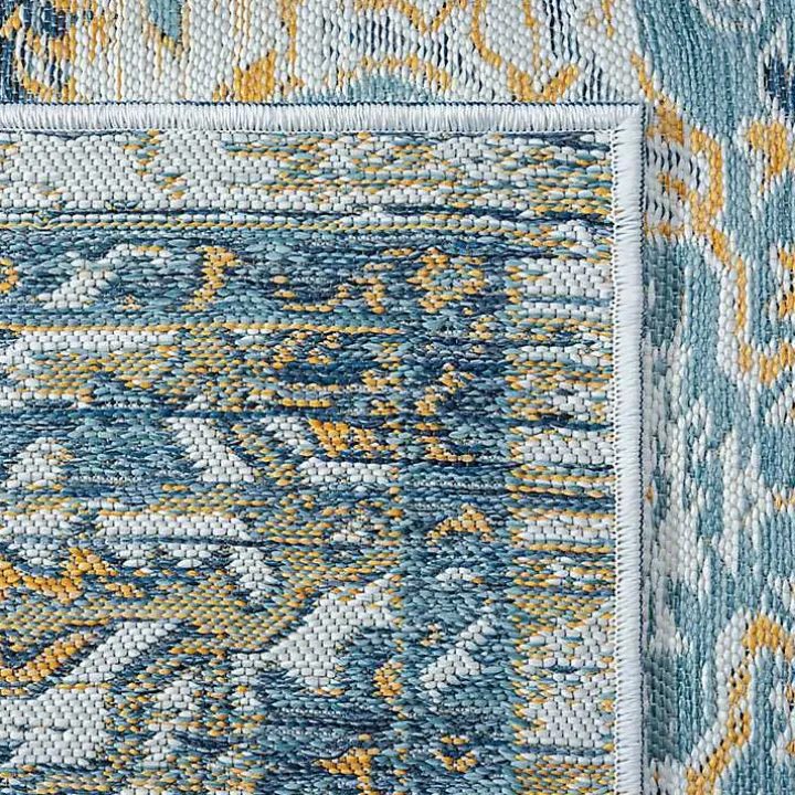 Blue & Orange Medallion Reversible Area Rug, 5x7