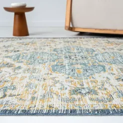 Blue & Orange Medallion Reversible Area Rug, 8x10