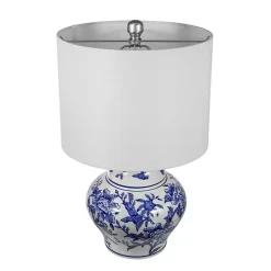 Blue & White Floral Ceramic Table Lamp