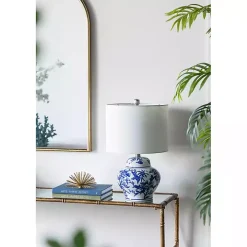 Blue & White Floral Ceramic Table Lamp