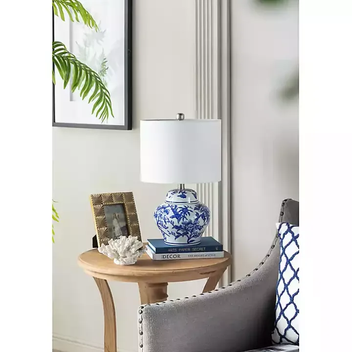 Blue & White Floral Ceramic Table Lamp