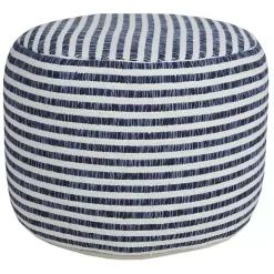 Blue & White Stripe Organic Cotton Pouf