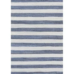 Blue & White Striped Indoor/Outdoor Rug, 4x6
