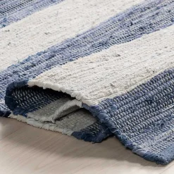 Blue & White Striped Indoor/Outdoor Rug, 4x6