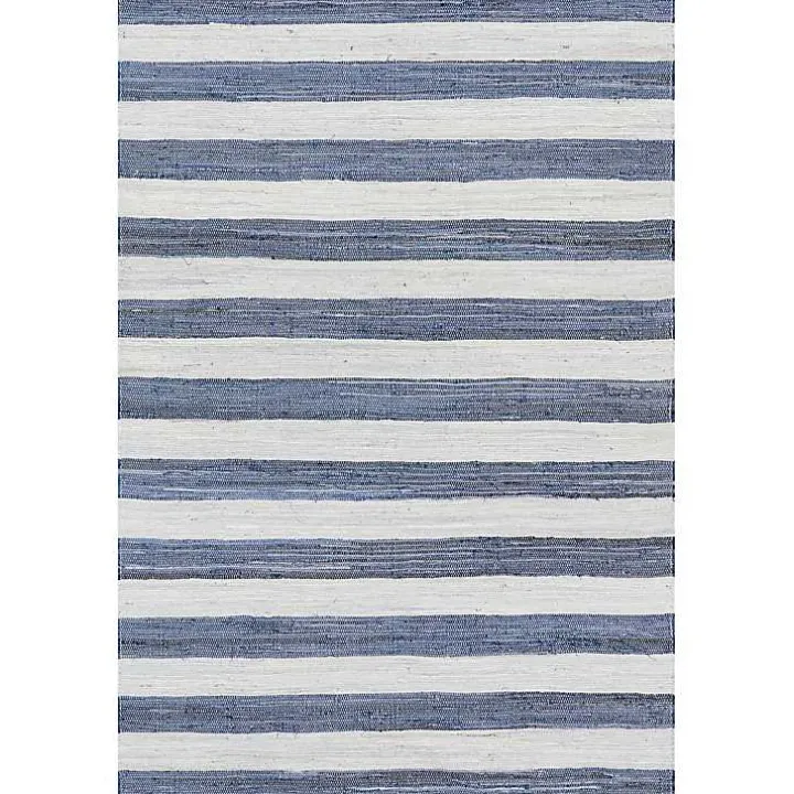 Blue & White Striped Indoor/Outdoor Rug, 5x8