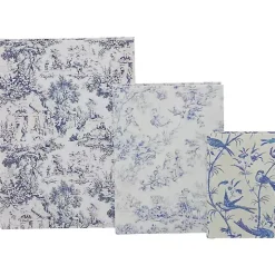 Blue & White Toile Canvas Book Boxes, Set of 3