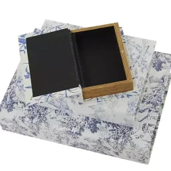 Blue & White Toile Canvas Book Boxes, Set of 3
