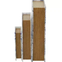 Blue & White Toile Canvas Book Boxes, Set of 3