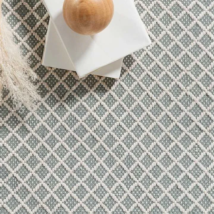 Blue & White Trellis Indoor/Outdoor Rug, 4x6