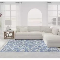 Blue & White Tribal Medallion Shag Area Rug, 8x10