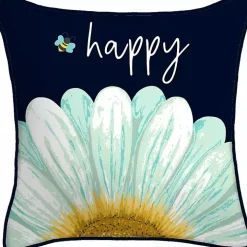 Blue & Yellow Bee Happy Outdoor Pillow