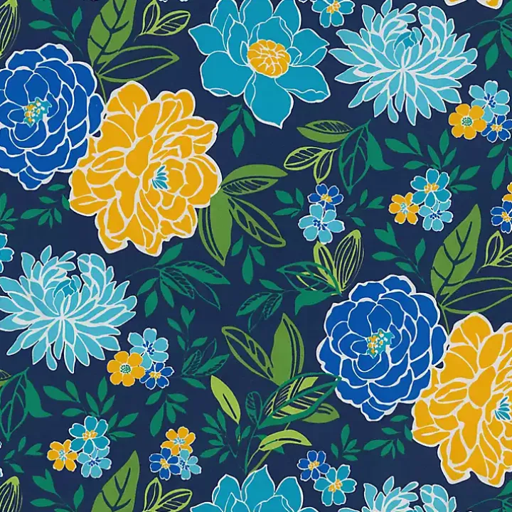 Blue & Yellow Floral Outdoor Cushions, Set of 2