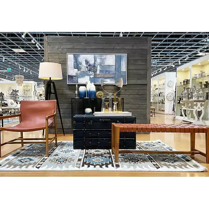 Blue Abstract Framed Canvas Art Print