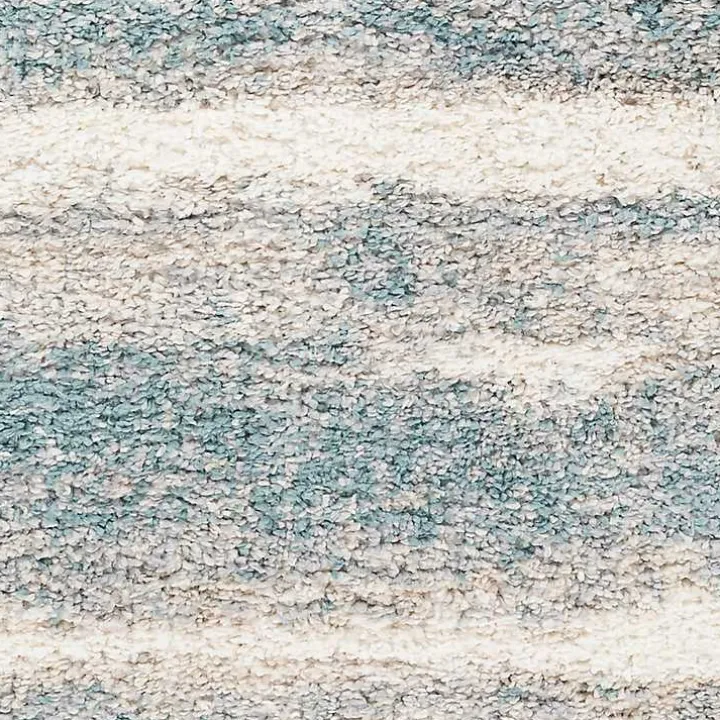 Blue Abstract Soft Lines Area Rug, 5x8