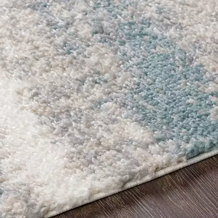 Blue Abstract Soft Lines Area Rug, 5x8