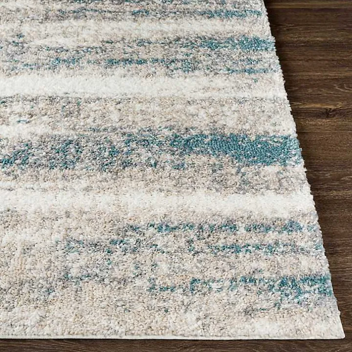 Blue Abstract Soft Lines Area Rug, 5x8