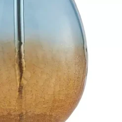 Blue and Amber Glass Table Lamps, Set of 2