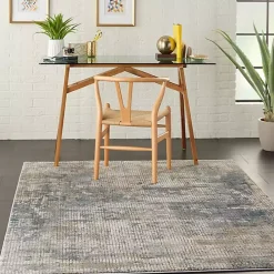 Blue and Beige Tally Textured Area Rug, 3x5