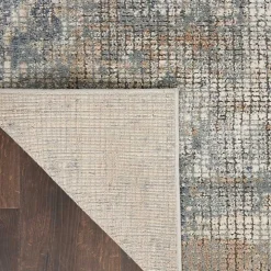 Blue and Beige Tally Textured Area Rug, 5x7