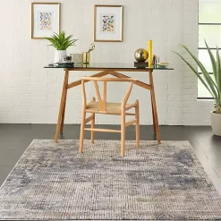 Blue and Beige Tally Textured Area Rug, 5x7