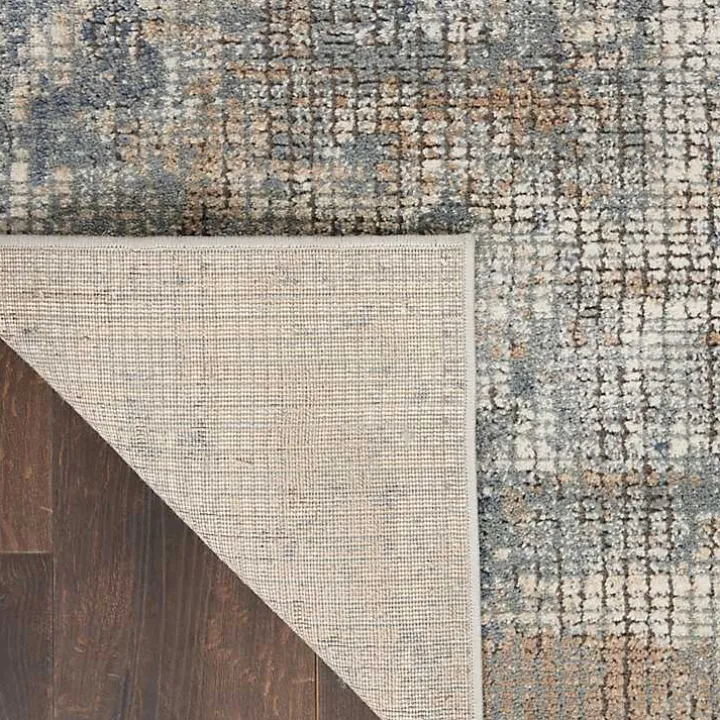 Blue and Beige Tally Textured Area Rug, 7x9