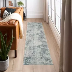 Blue and Cream Blackwell Runner, 2x8