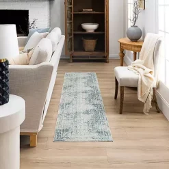 Blue and Cream Blackwell Runner, 2x10