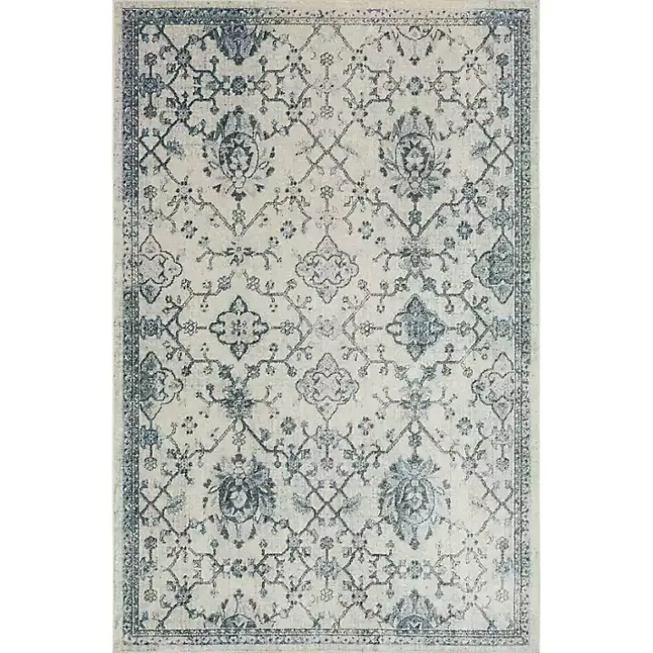 Blue and Cream Granary Area Rug, 6x9
