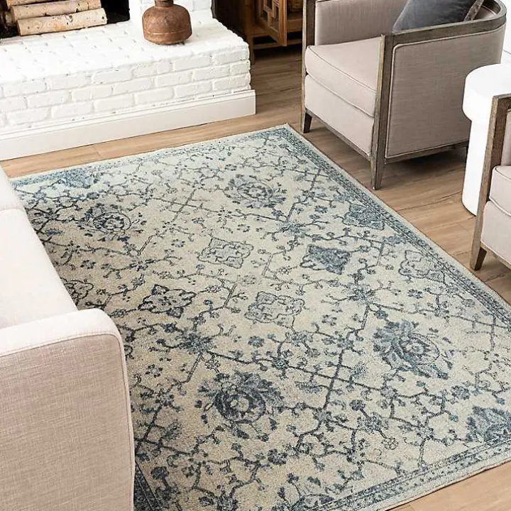Blue and Cream Granary Area Rug, 6x9