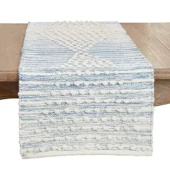 Blue and Cream Textured Diamonds Table Runner