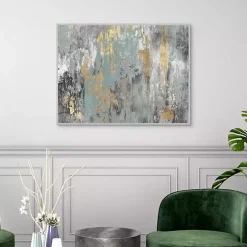 Blue and Gold Ikat Framed Canvas Art Print