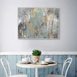 Blue and Gold Ikat Framed Canvas Art Print