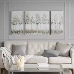 Blue and Gold Trees Canvas Art Prints, Set of 3