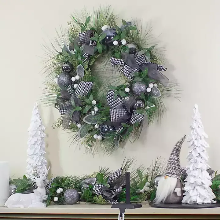 Blue and Gray Bow Wreath