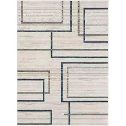Blue and Gray Contemporary Geo Area Rug, 5x7