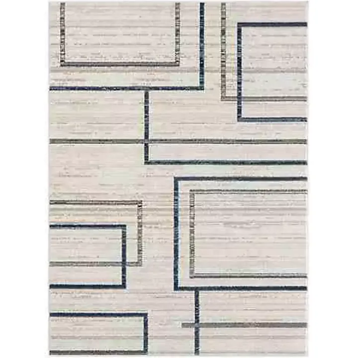 Blue and Gray Contemporary Geo Area Rug, 5x7