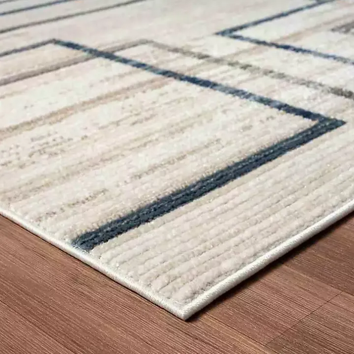 Blue and Gray Contemporary Geo Area Rug, 5x7