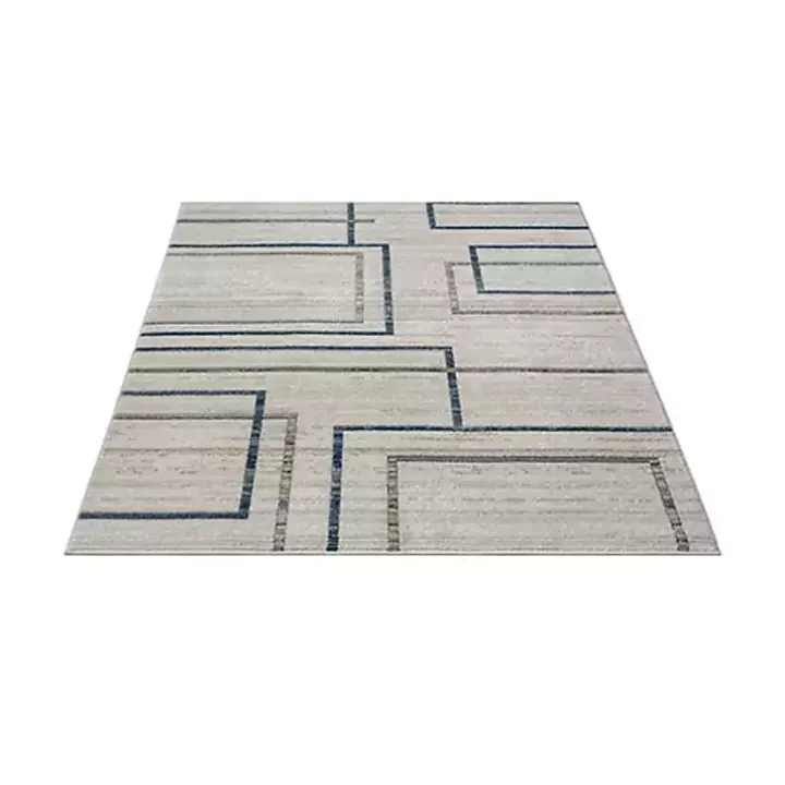 Blue and Gray Contemporary Geo Area Rug, 5x7