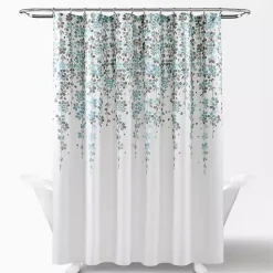 Blue and Gray Weeping Flower Shower Curtain