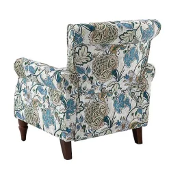 Blue and Green Floral Upholstered Accent Chair