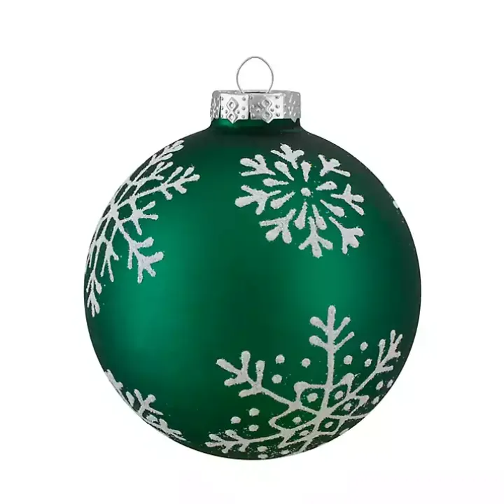 Blue and Green Snowflake Ornaments, Set of 4