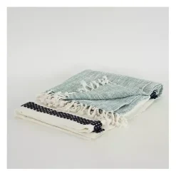 Blue and Ivory Colorblock Throw