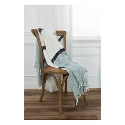 Blue and Ivory Colorblock Throw