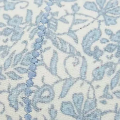 Blue and Ivory Floral Print Lumbar Pillow