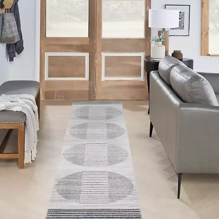 Blue and Ivory Linear Moons Runner, 2x12